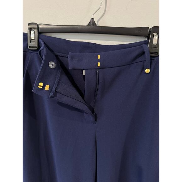 NWOT Michael Kors Navy Wide-Leg Cropped Pants Size 8 – Gold Hardware Trouser - Picture 5 of 6